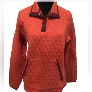 Orvis Quilted Rust Pullover with Button Collar small